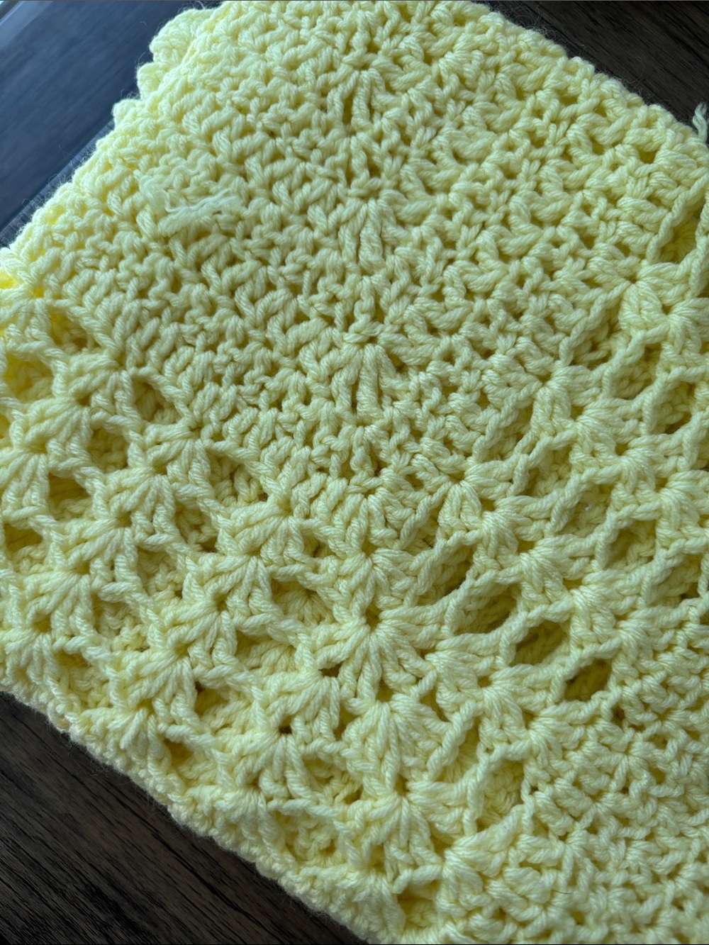 Handmade Crocheted Yellow Blanket / Throw
